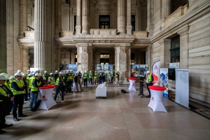 Conférence de presse pour le dévoilement de Minerve au Palais de Justice de Bruxelles